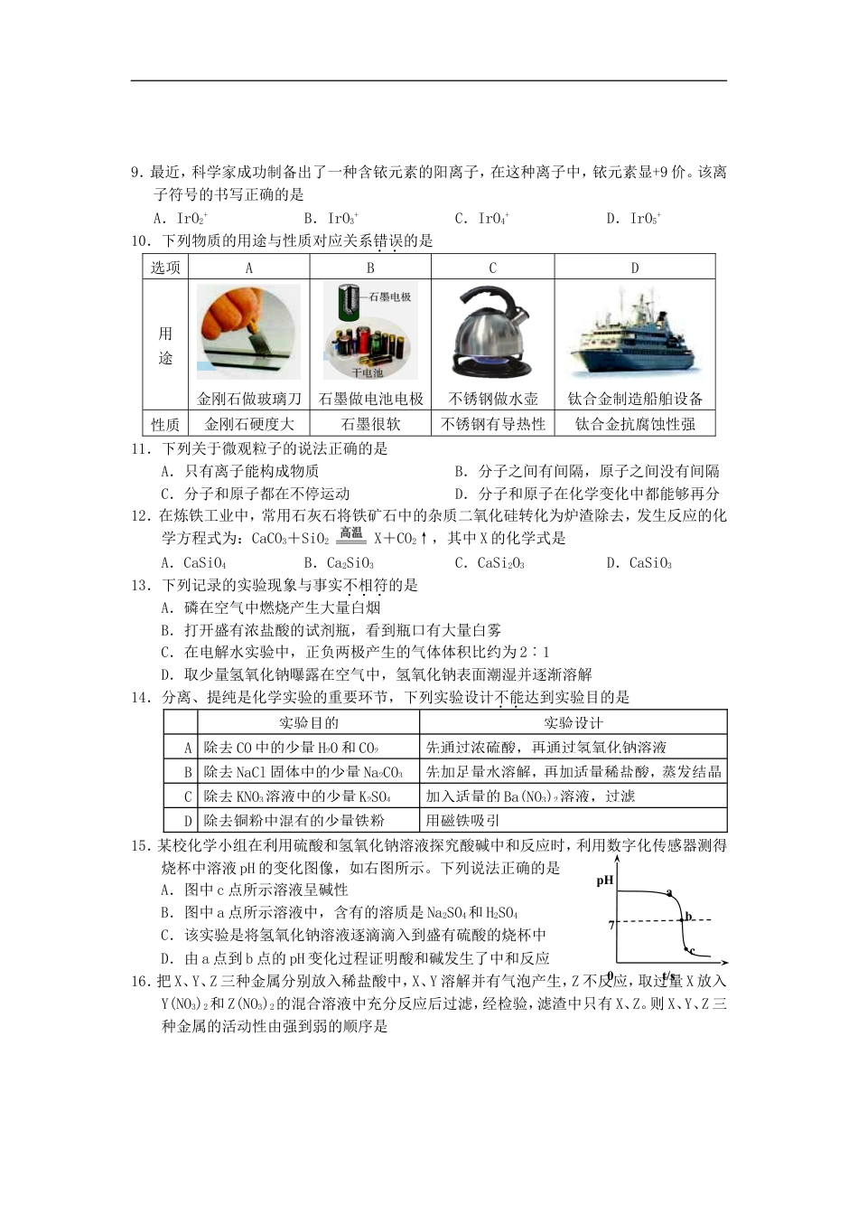 湖北省宜昌市2015年中考化学真题试题（含扫描答案）kaoda.com.doc_第2页