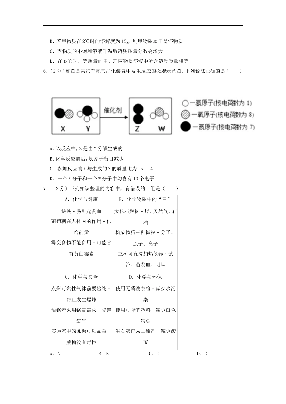 江苏省宿迁市2019年中考化学真题试题（含解析）kaoda.com.doc_第2页