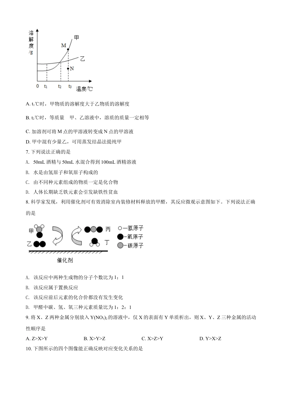 江苏省宿迁市2021年中考化学试题（原卷版）kaoda.com.doc_第2页