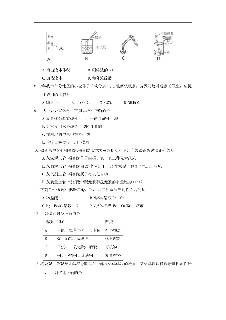 山东省聊城市2018年中考化学真题试题（含答案）kaoda.com.doc_第2页