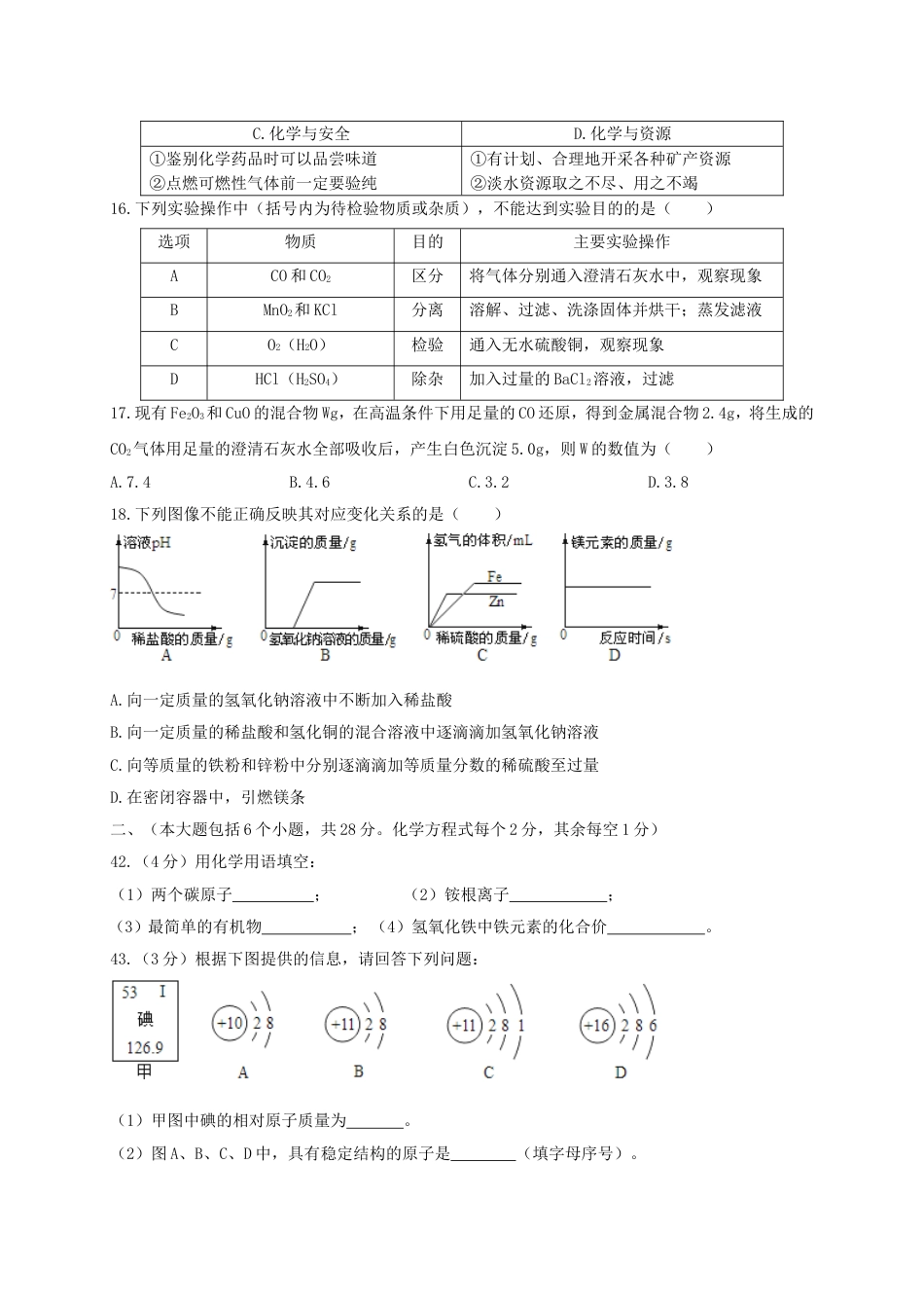 四川省达州市2019年中考化学真题试题kaoda.com.doc_第2页