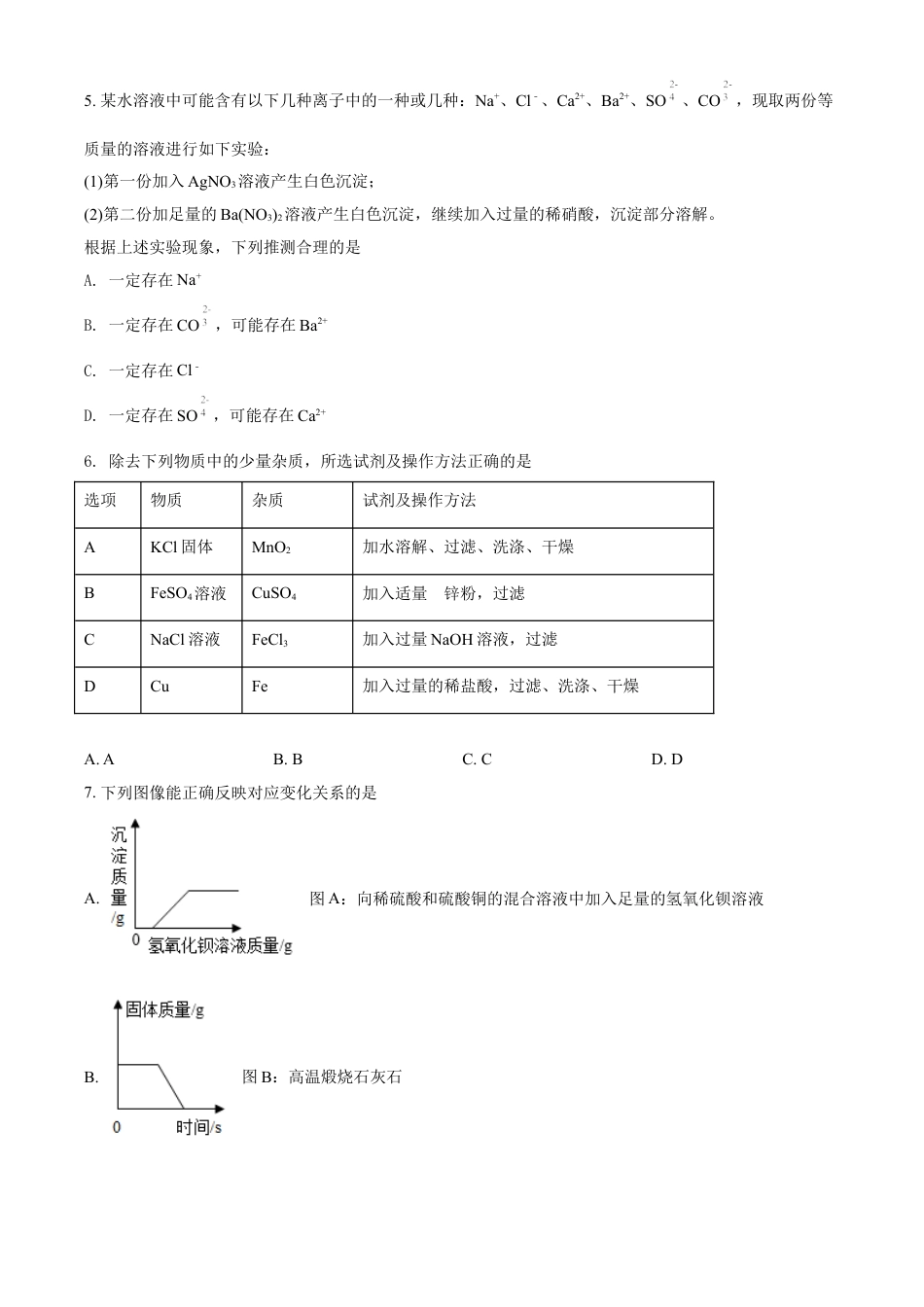 四川省达州市2021年中考化学试题（原卷版）kaoda.com.doc_第2页