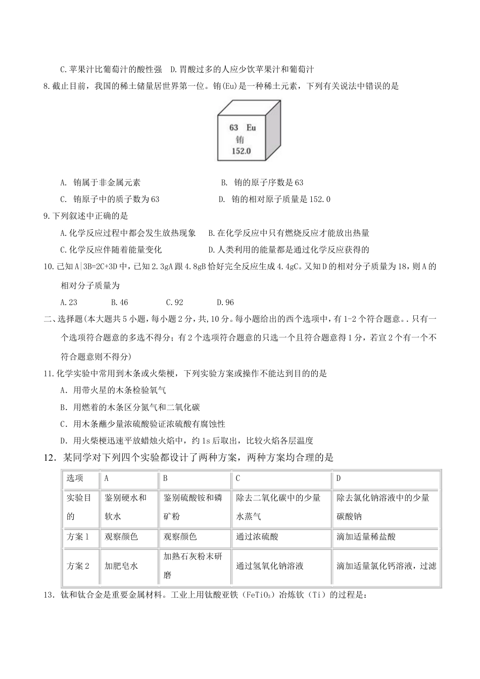 天津市2017年中考化学真题试题（含答案）kaoda.com.DOC_第2页