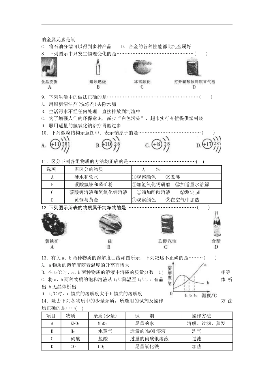 2008年哈尔滨市中考化学试题及答案kaoda.com.doc_第2页