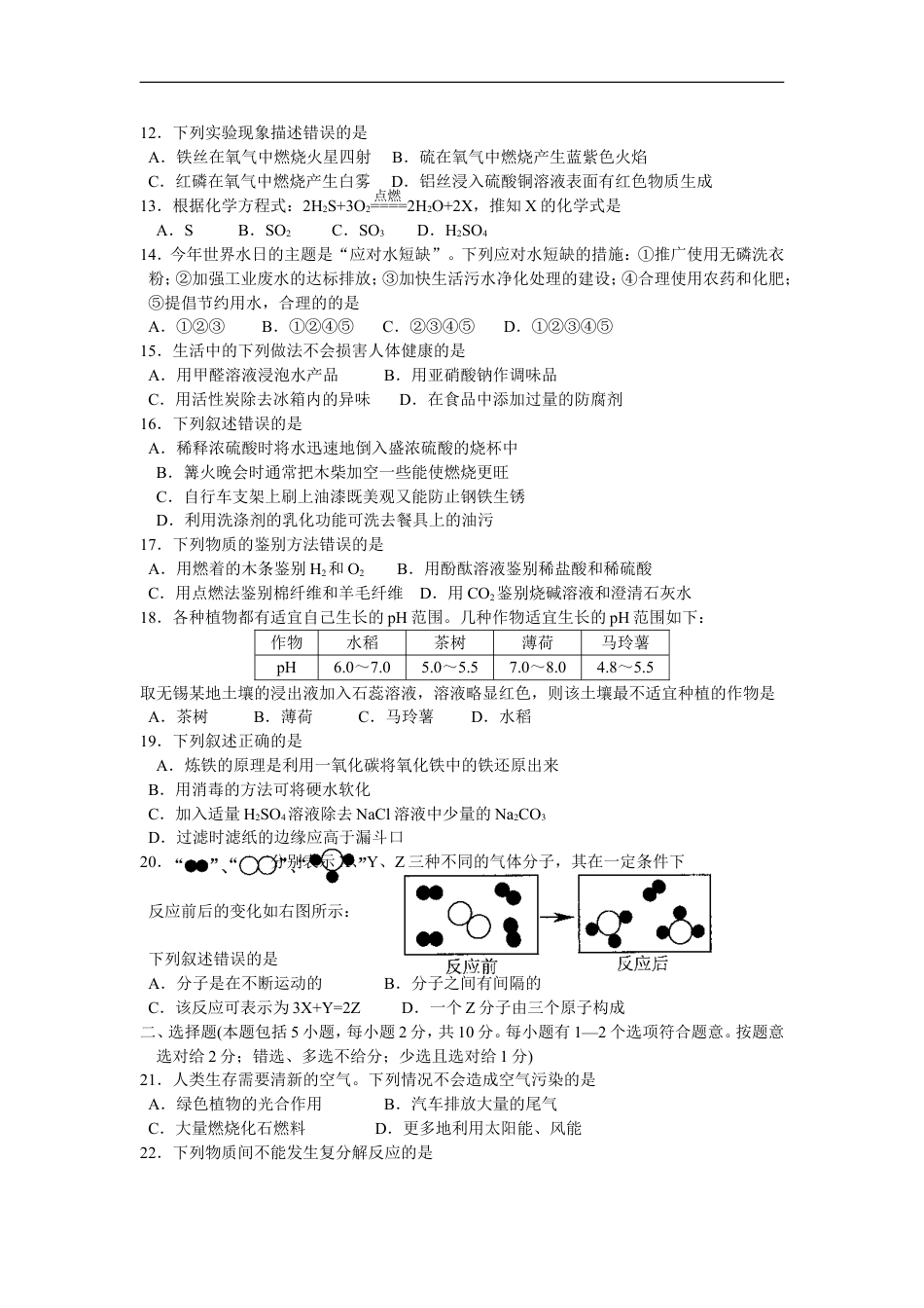 2008年江苏省无锡市中考化学试题及答案kaoda.com.doc_第2页