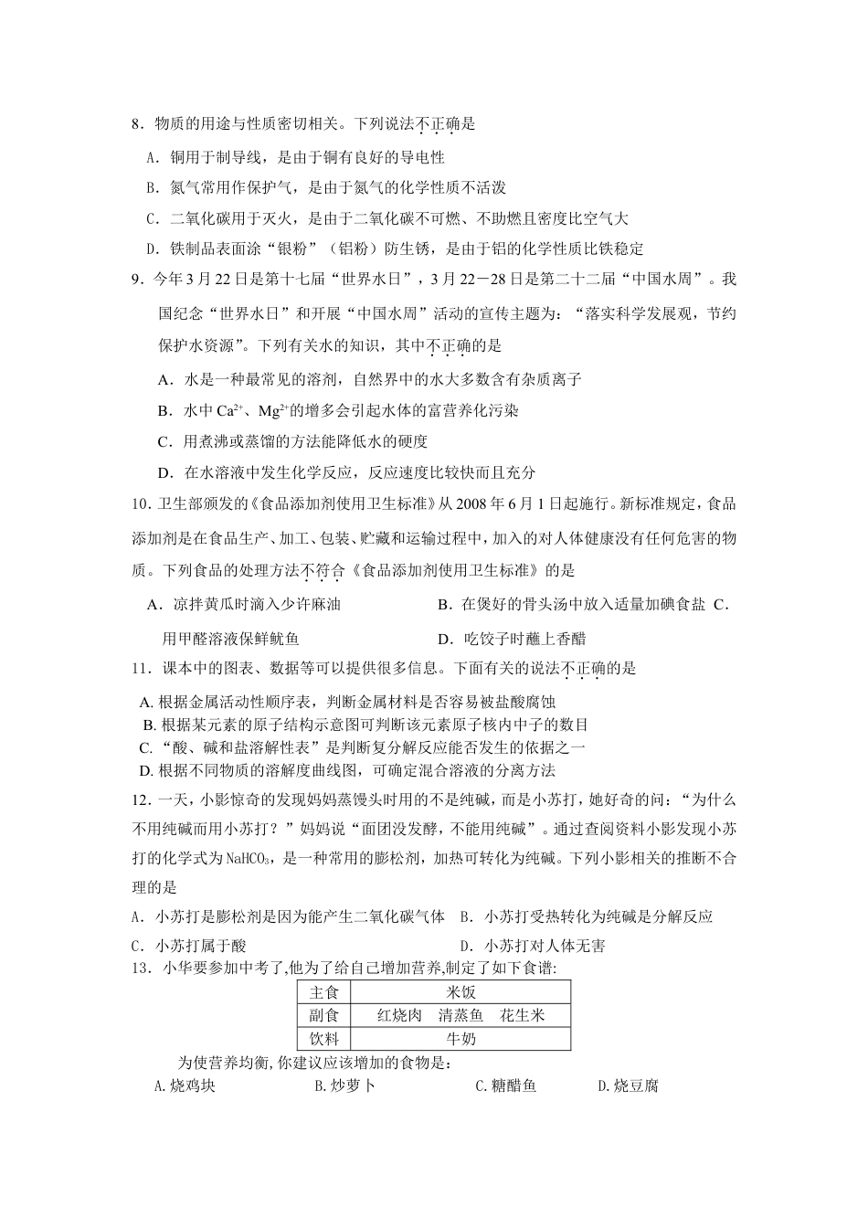 2009年山东省东营市化学中考试题及答案kaoda.com.doc_第2页