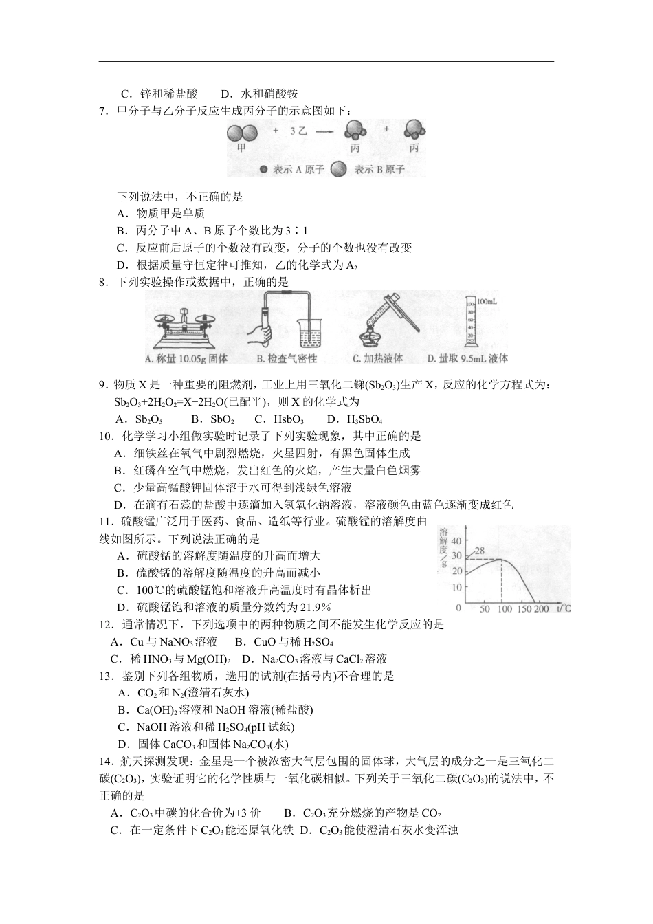 2010年潍坊市中考化学试卷及答案kaoda.com.doc_第2页