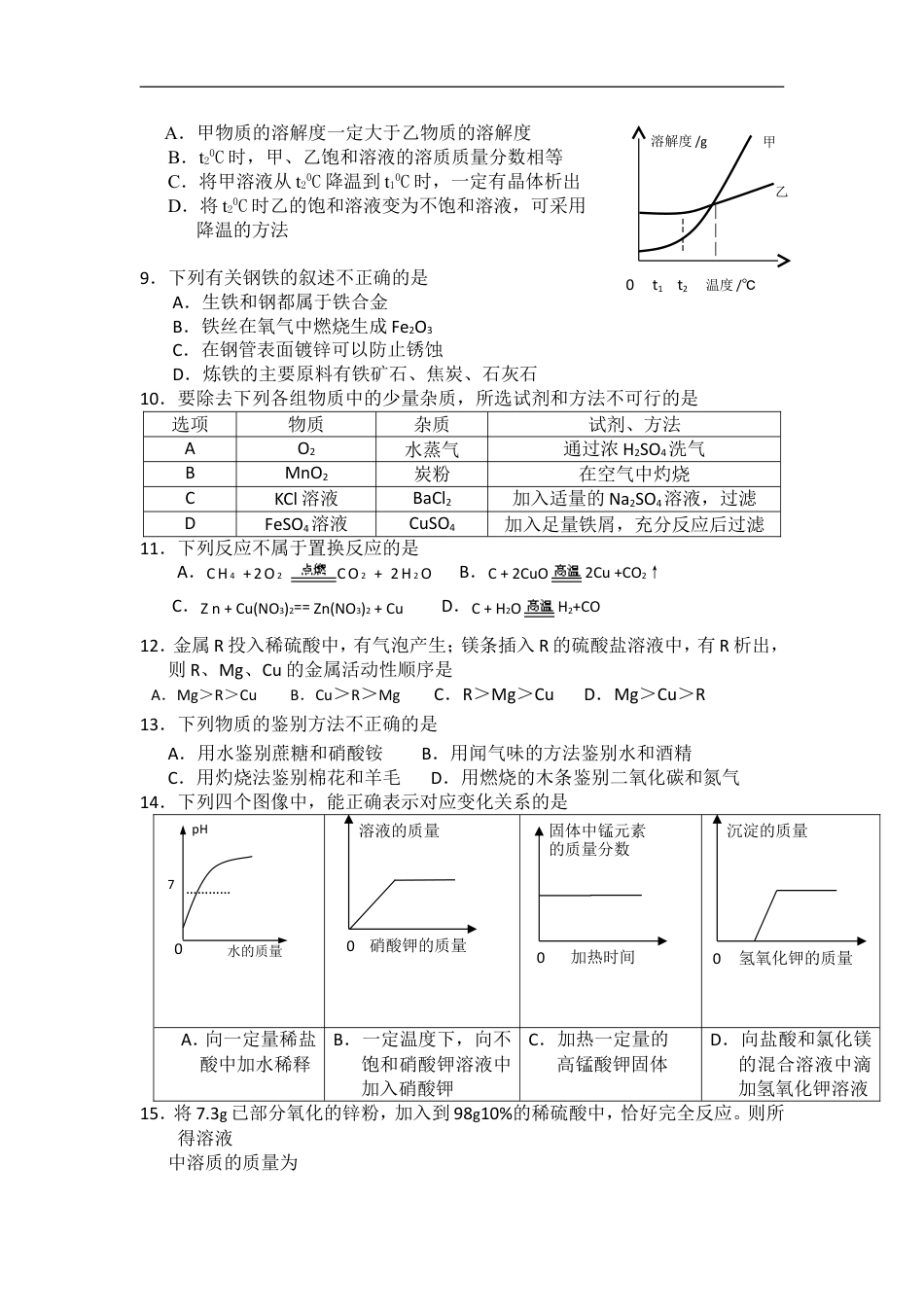 2013年盐城市中考化学试卷及答案(word版)kaoda.com.doc_第2页