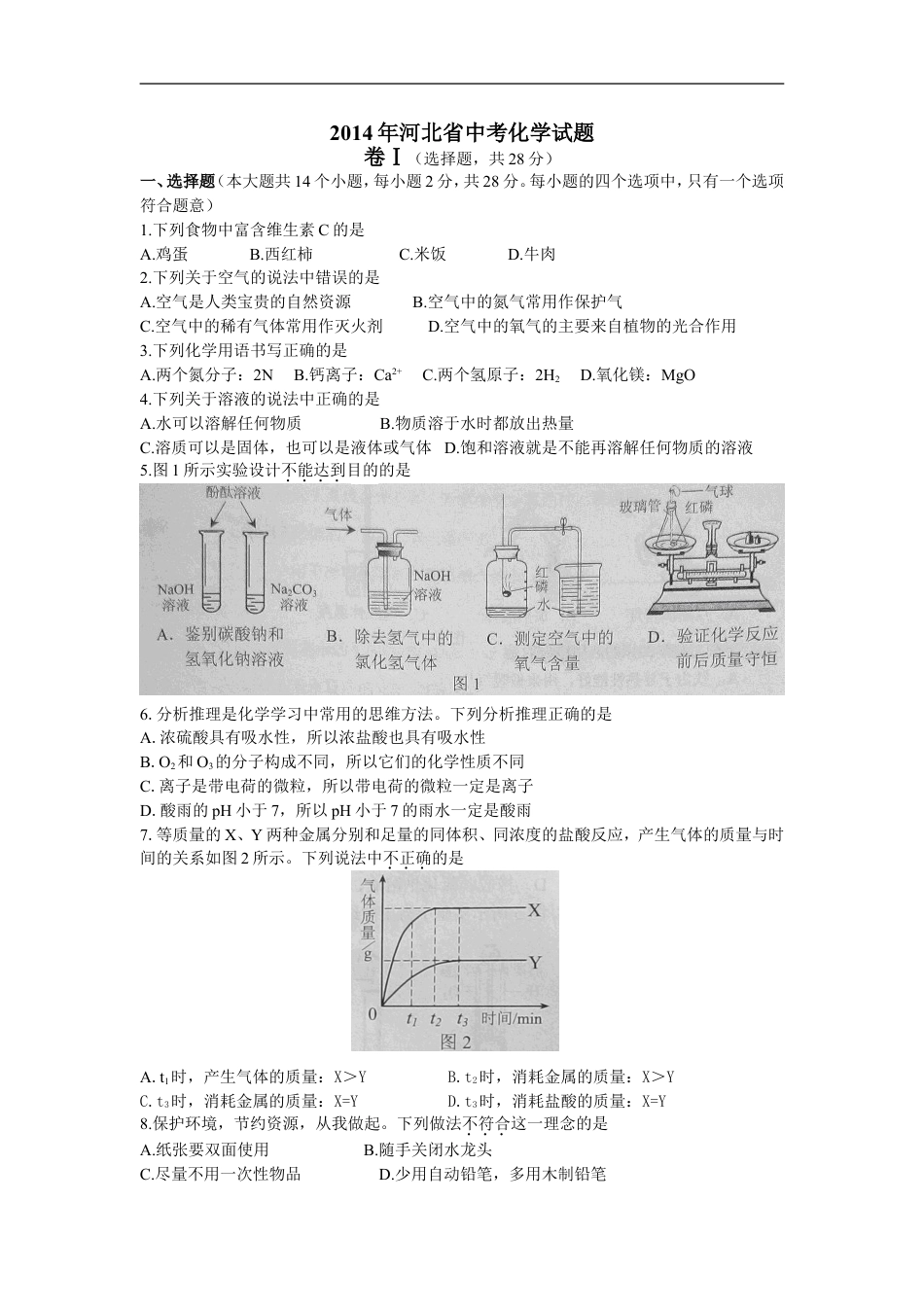 2014河北省中考化学试题及答案kaoda.com.doc_第1页