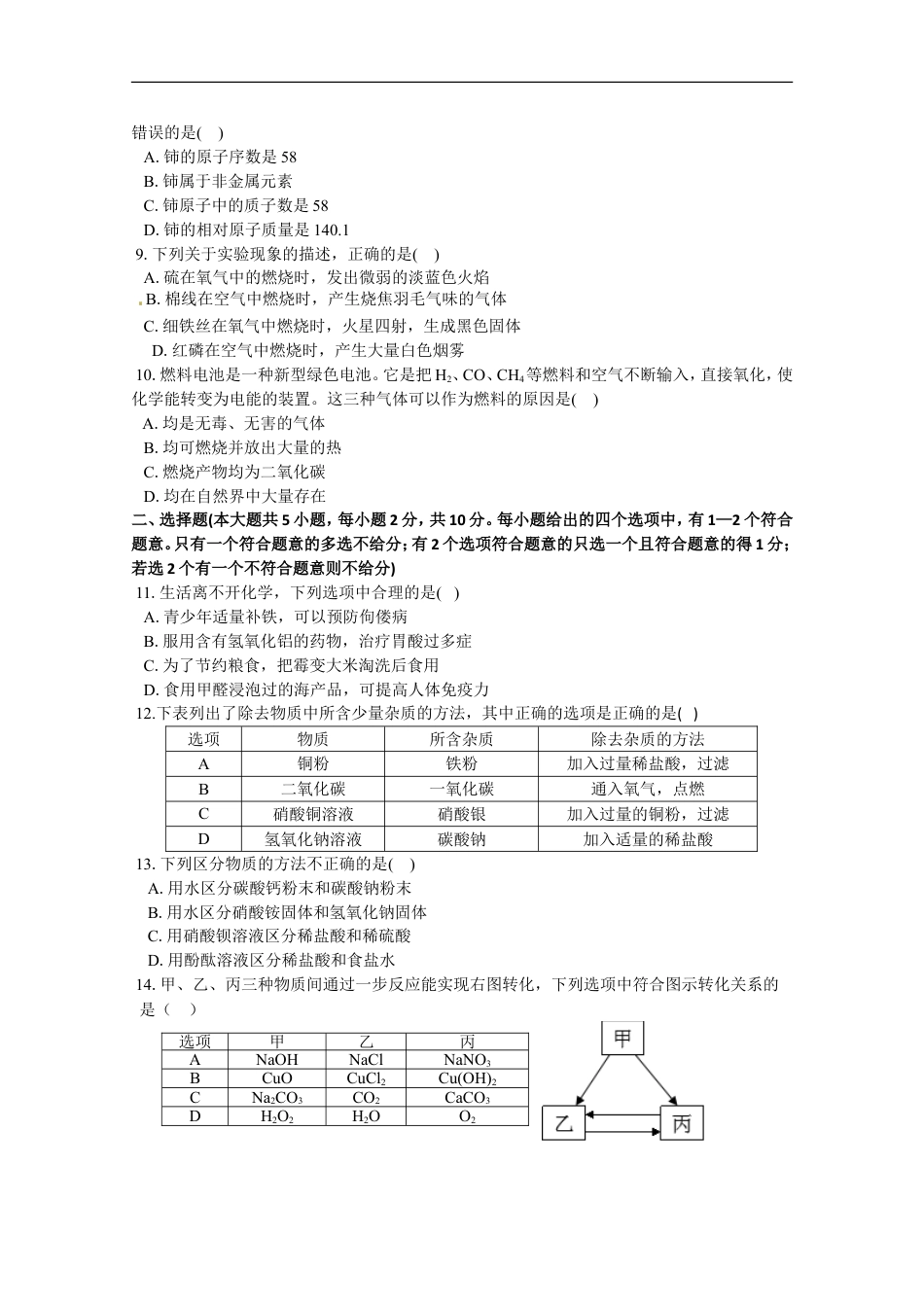 2014年天津市中考化学试题及答案kaoda.com.doc_第2页