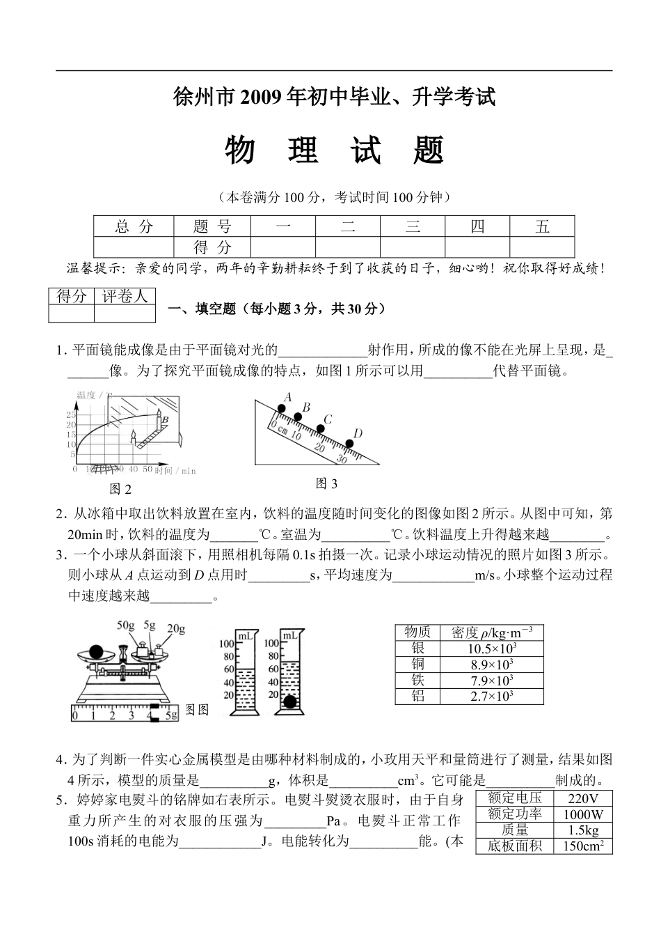 2009年徐州巿中考物理试题及答案kaoda.com.doc_第1页