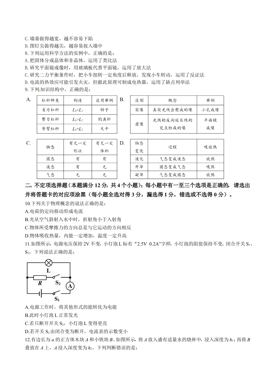 2017年青岛市中考物理试卷和答案kaoda.com.doc_第2页