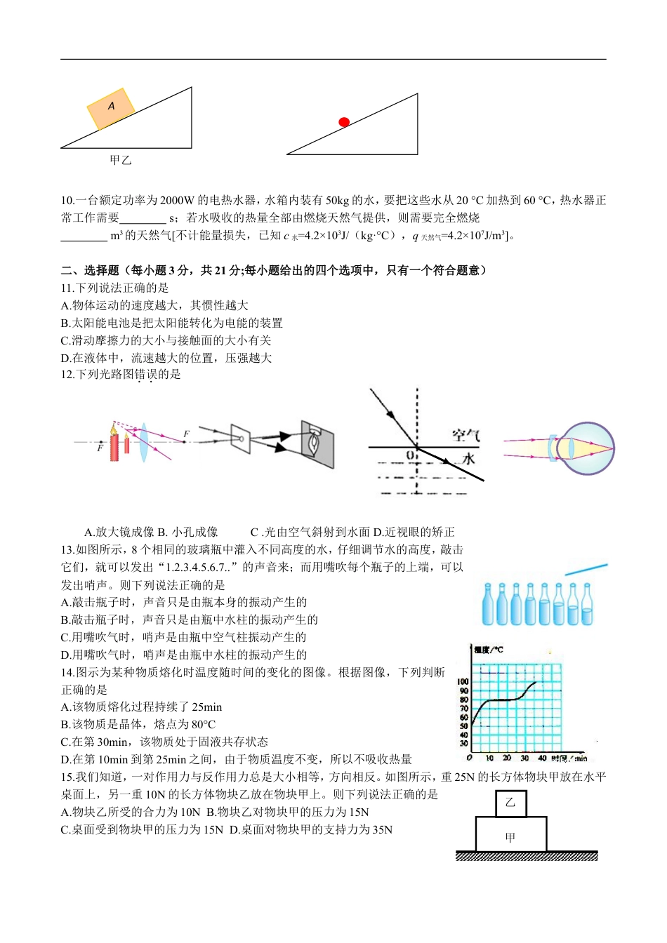 2018年安徽省中考物理试题及答案kaoda.com.doc_第2页