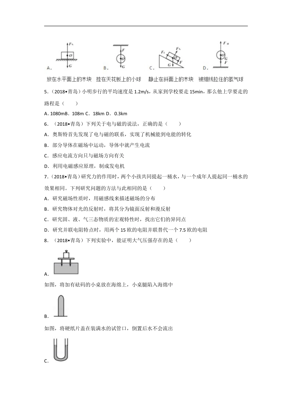 2018年青岛市中考物理试卷和答案kaoda.com.doc_第2页