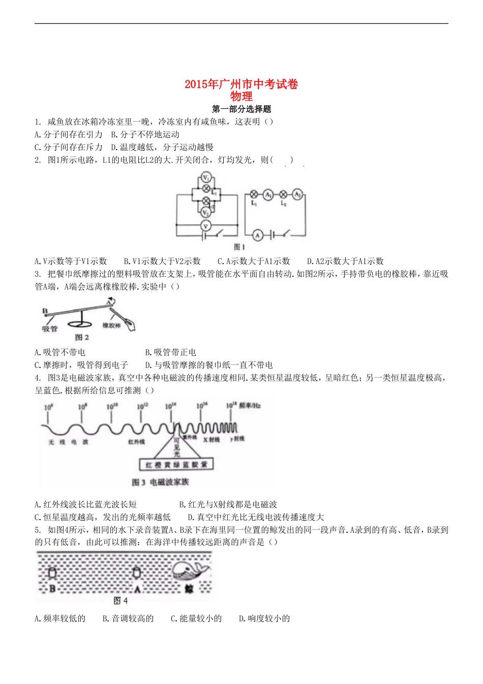 广东省广州市2015年中考物理真题试题（含扫描答案）kaoda.com.doc_第1页