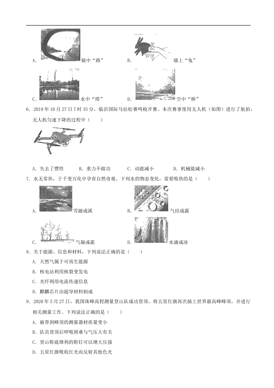 山东省临沂市2020年中考物理试题（word版，含解析）kaoda.com.docx_第2页