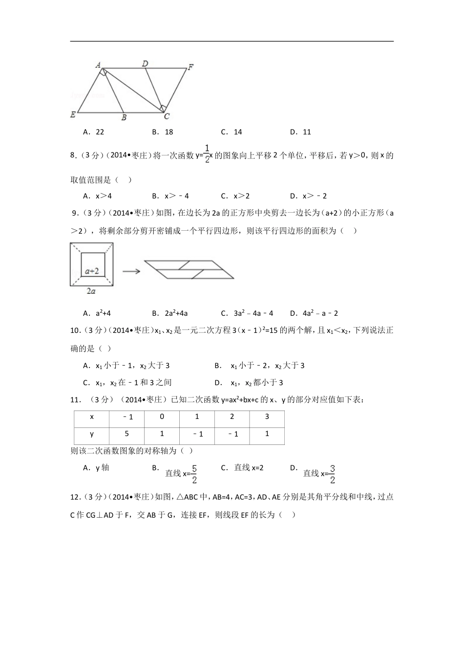 2014年山东省枣庄市中考数学试卷（含解析版）kaoda.com.doc_第2页