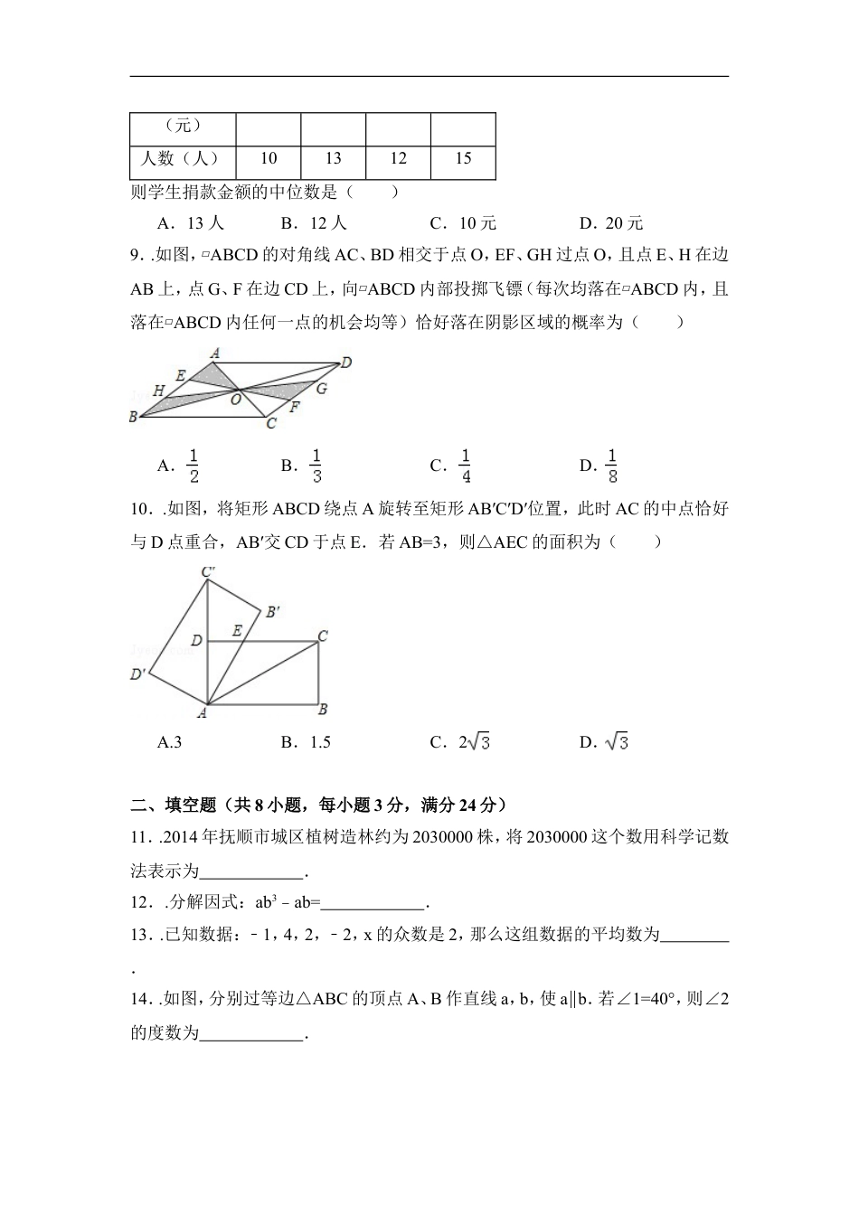 2015年辽宁省抚顺市中考数学试卷（含解析版）kaoda.com.doc_第2页