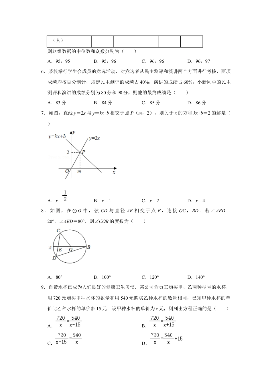 2021年辽宁省抚顺市中考数学真题试卷（含答案解析）kaoda.com.docx_第2页