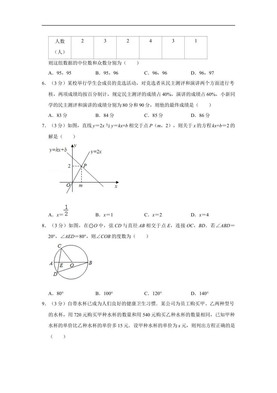 2021年辽宁省铁岭市中考数学试卷（空白卷）kaoda.com.docx_第2页