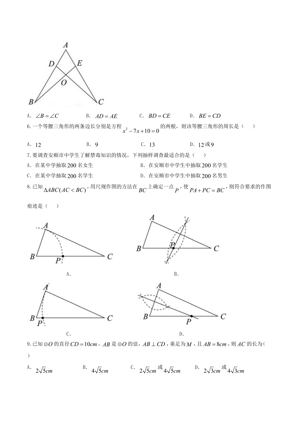 贵州省安顺市2018年中考数学真题试题（含答案）kaoda.com.doc_第2页