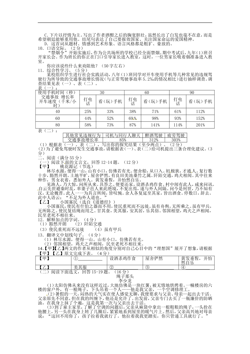 辽宁省锦州市2015年中考语文真题试题（含扫描答案）kaoda.com.doc_第2页