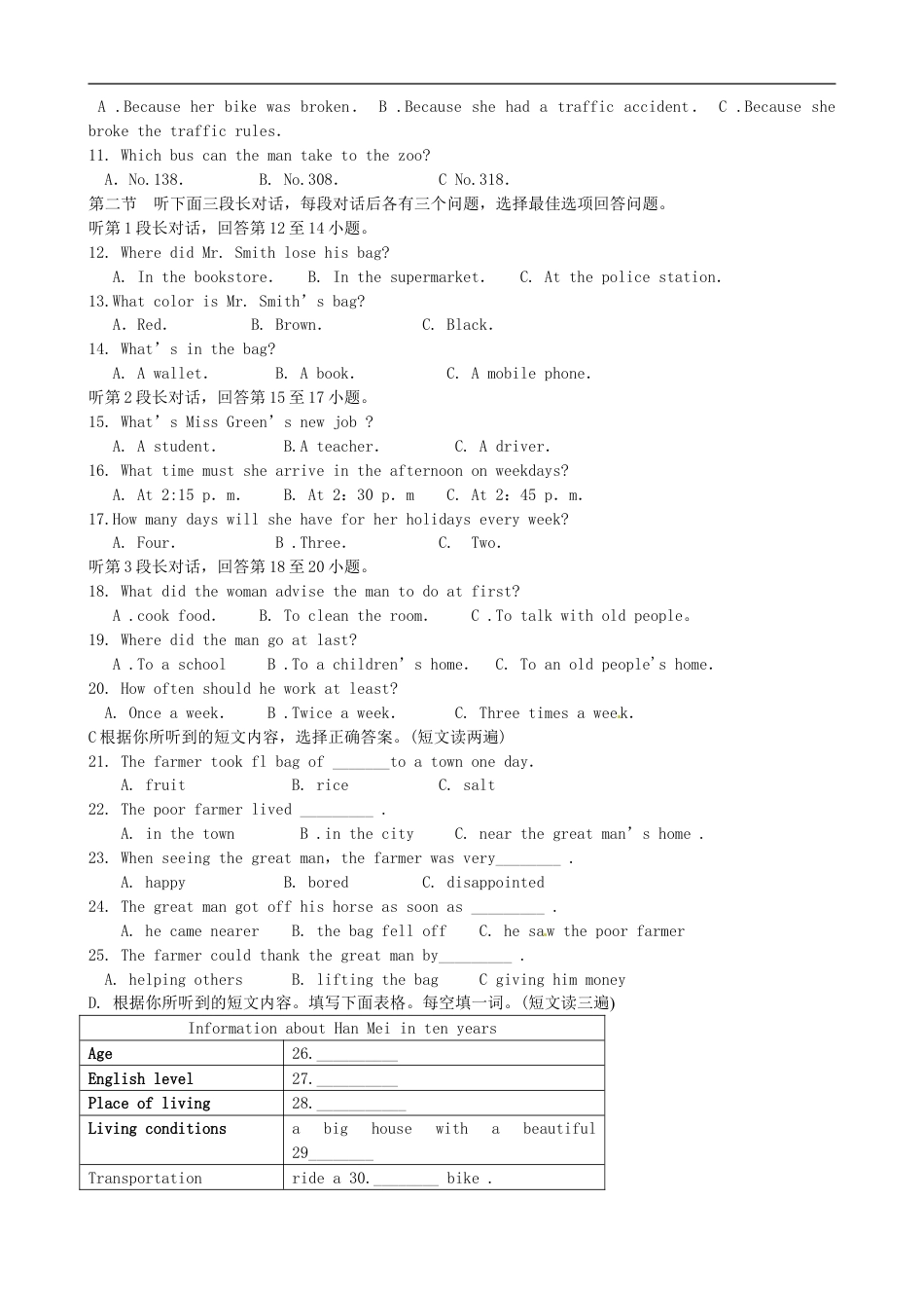 福建省漳州市2015年中考英语真题试题（含答案）kaoda.com.doc_第2页