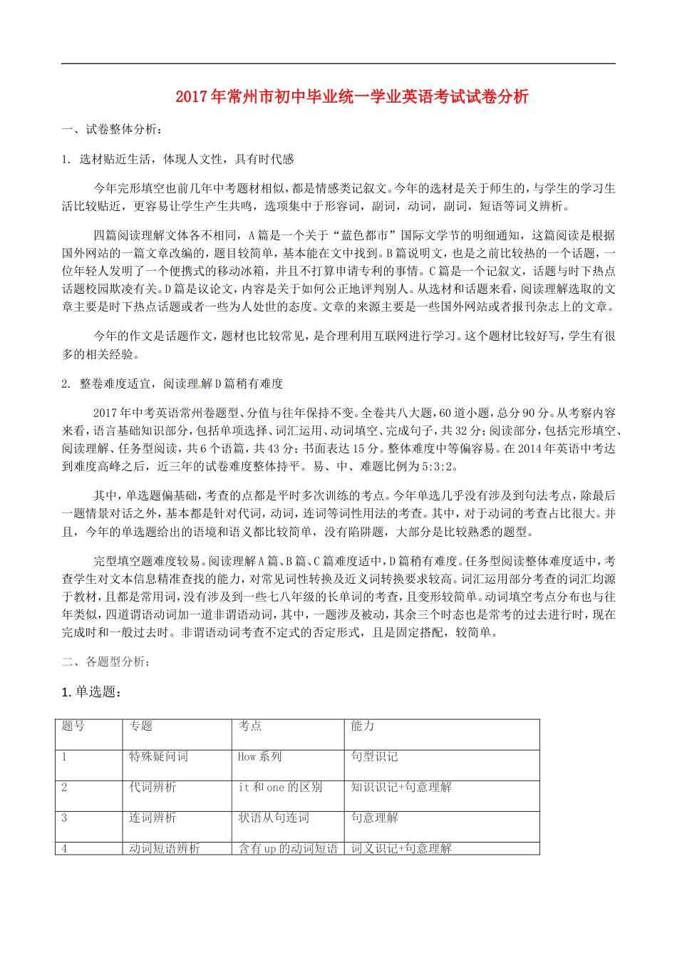 江苏省常州市2017年中考英语真题试题（含解析）kaoda.com.doc_第1页