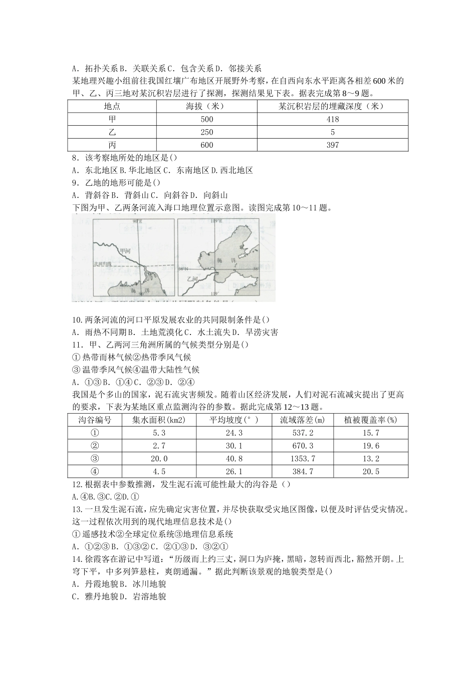 考大网2018下半年浙江教师资格考试高中地理学科知识与教学能力真题及答案kaoda.com.doc_第2页