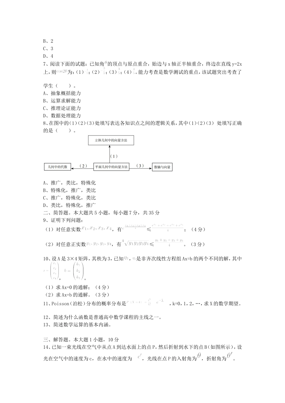 考大网2020下半年上海教师资格高中数学学科知识与教学能力真题及答案kaoda.com.doc_第2页