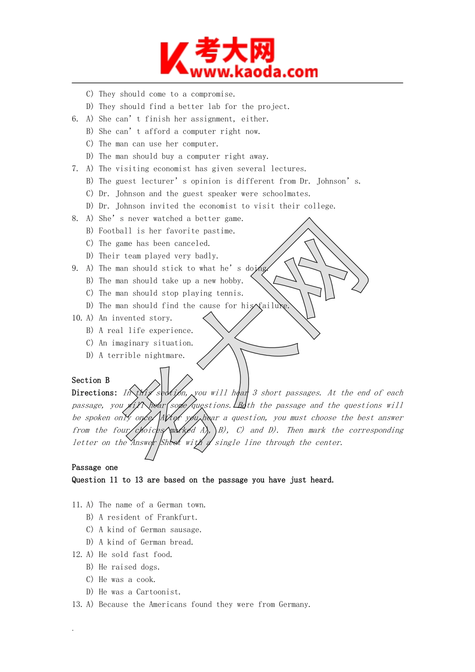 考大网_2000年1月英语六级真题及答案kaoda.com.doc_第2页