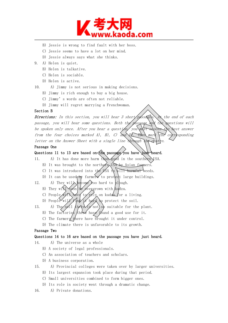 考大网_2006年6月大学英语四级真题及答案kaoda.com.doc_第2页