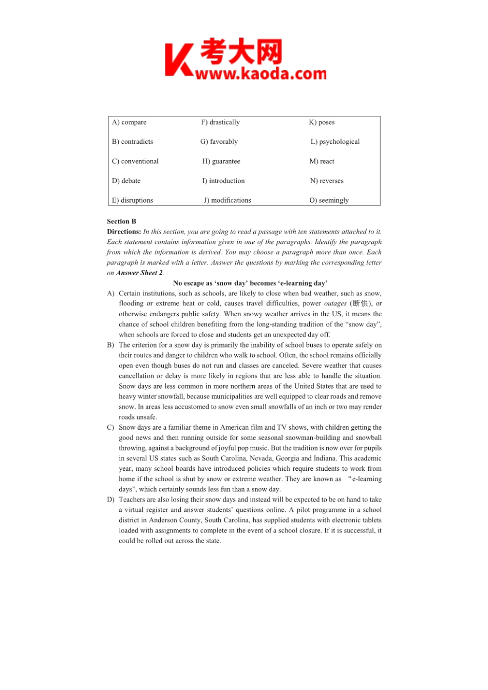 考大网_2024年6月英语四级真题及答案-第3套kaoda.com.doc_第2页