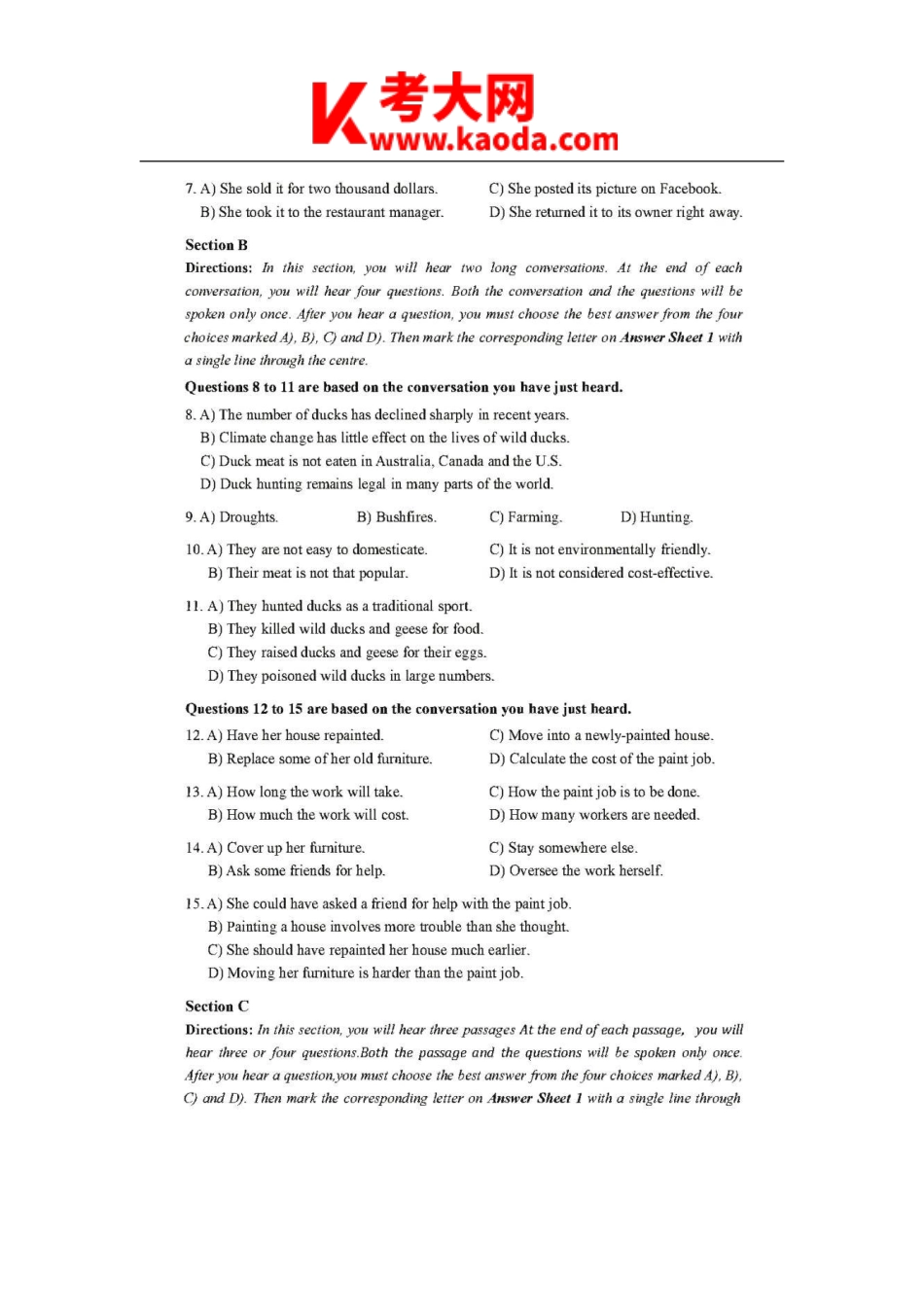 考大网2021年12月英语四级真题及答案-第1套kaoda.com.doc_第2页