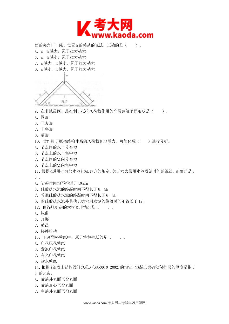 考大网_2011年一级建造师建筑工程考试真题及答案kaoda.com.doc_第2页