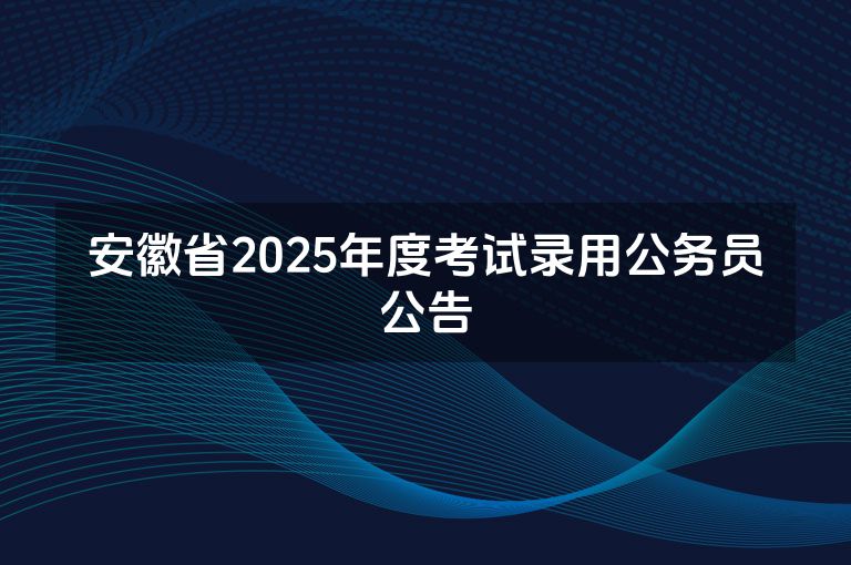 安徽省2025年度考试录用公务员公告