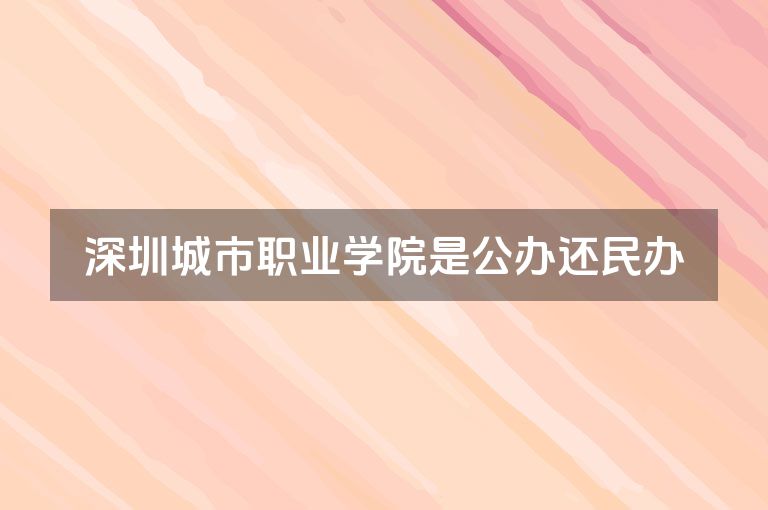 深圳城市职业学院是公办还民办