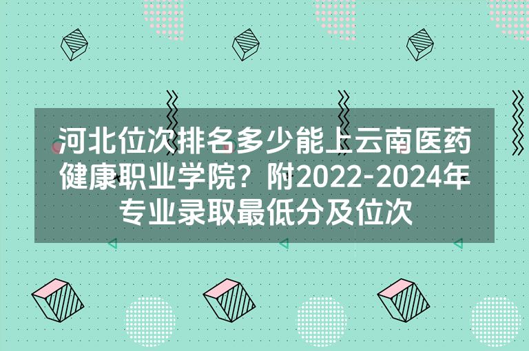 河北位次排名多少能上云南医药健康职业学院？附2022-2024年专业录取最低分及位次