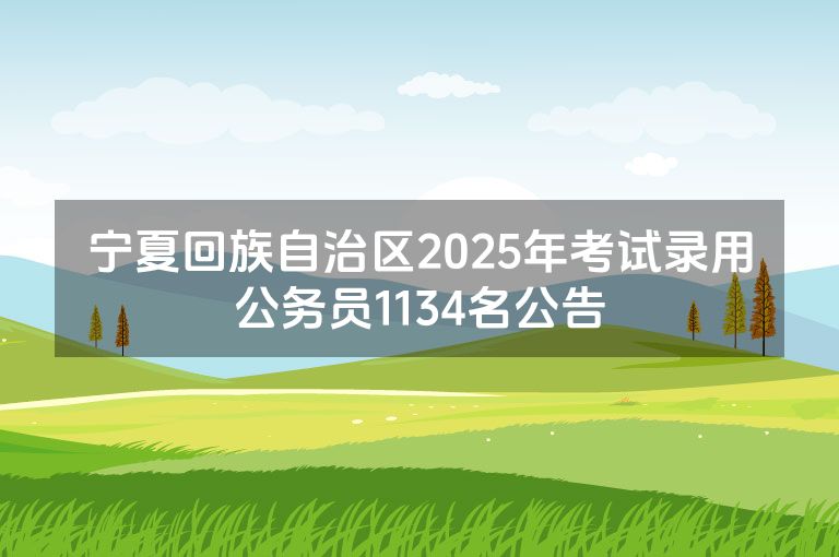 宁夏回族自治区2025年考试录用公务员1134名公告