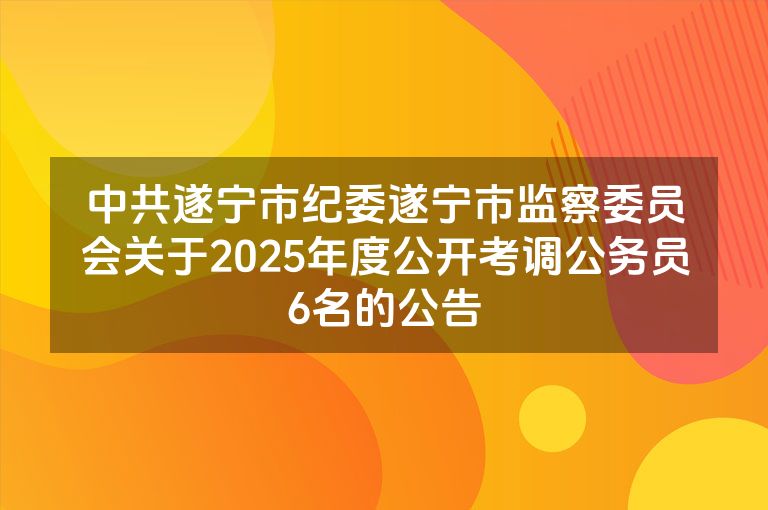 中共遂宁市纪委遂宁市监察委员会关于2025年度公开考调公务员6名的公告