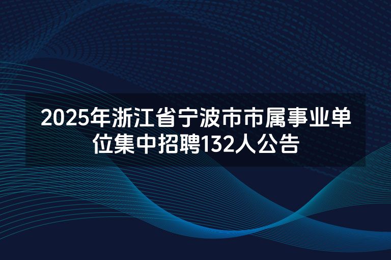 2025年浙江省宁波市市属事业单位集中招聘132人公告