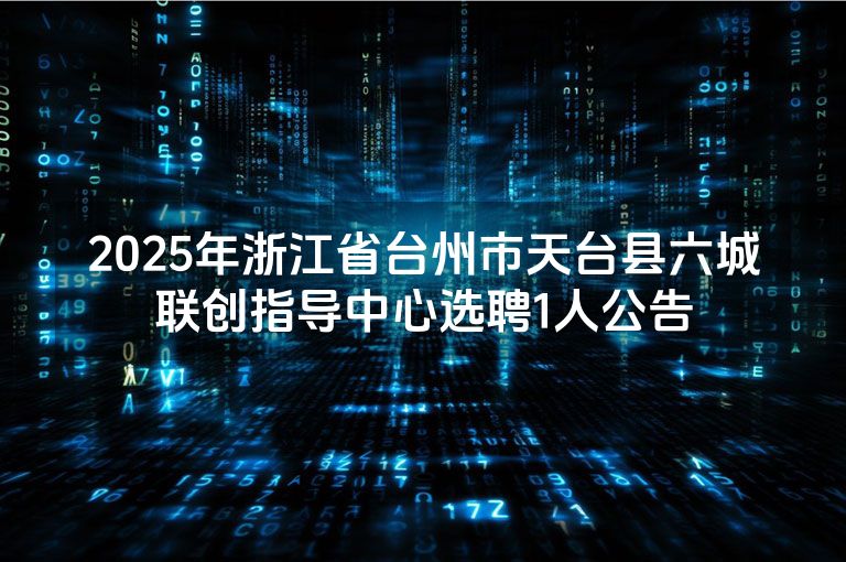 2025年浙江省台州市天台县六城联创指导中心选聘1人公告